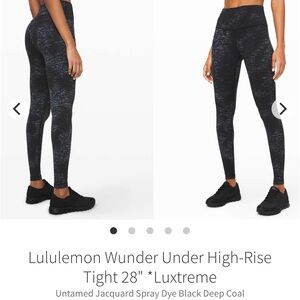 Lululemon Wunder Under HR Tight 28" Untamed Jacquard Spray Dye Black Deep Coal
